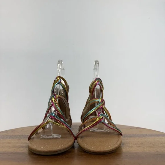 New NWOB Big Kids Girls Nina Marietta Rainbow Metallic Gladiator Sandals Size 6 - Picture 3 of 8